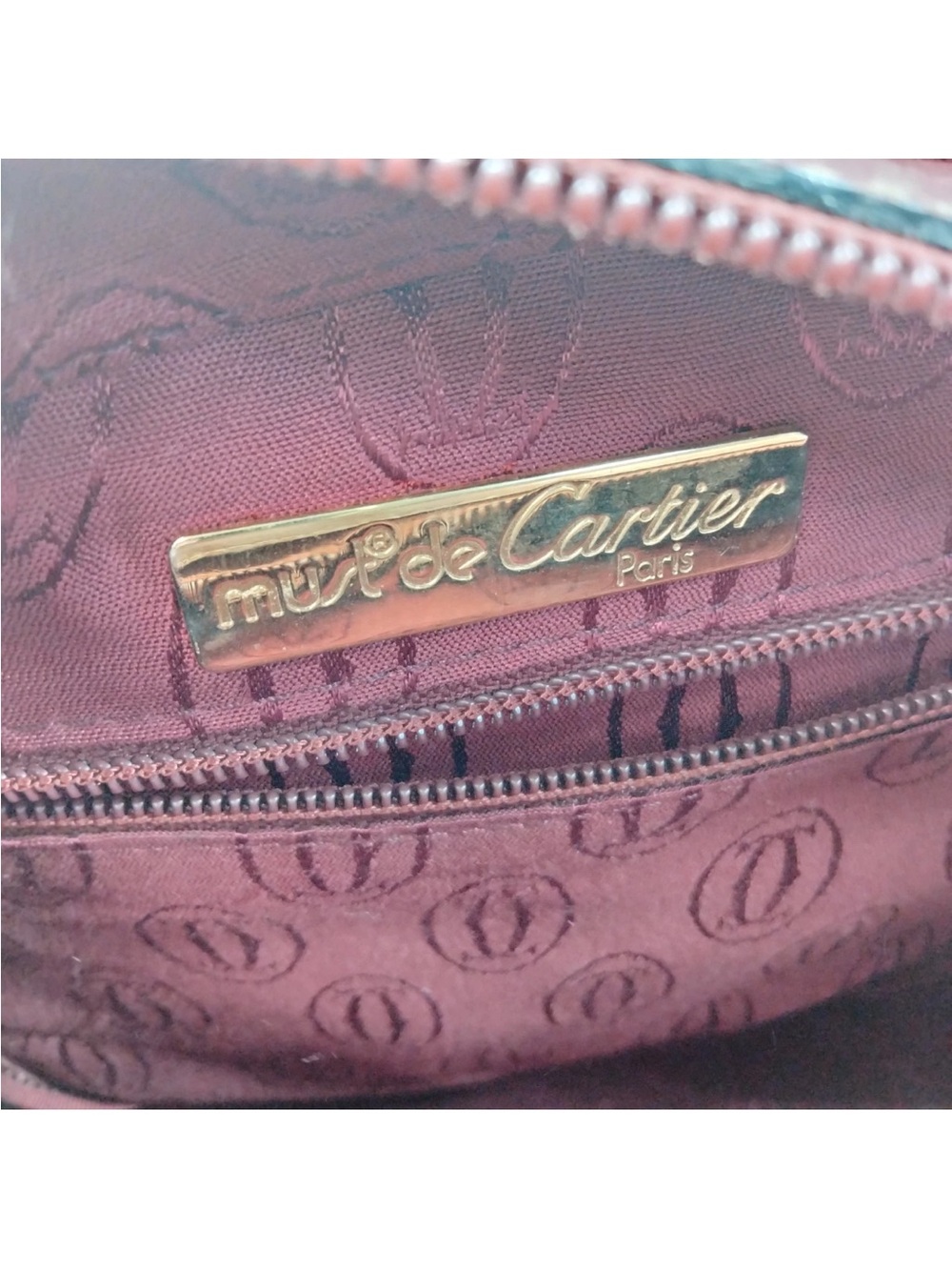 Vintage Cartier Must de Cartier Bordeaux Leather Tote / Burgundy Shoulder Bag - Picture 10 of 11